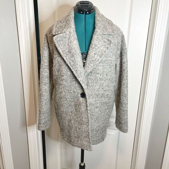 Forever 21 Wool Blend Fully Lined Boucle One Button Pocket Pea Coat - Picture 1 of 9